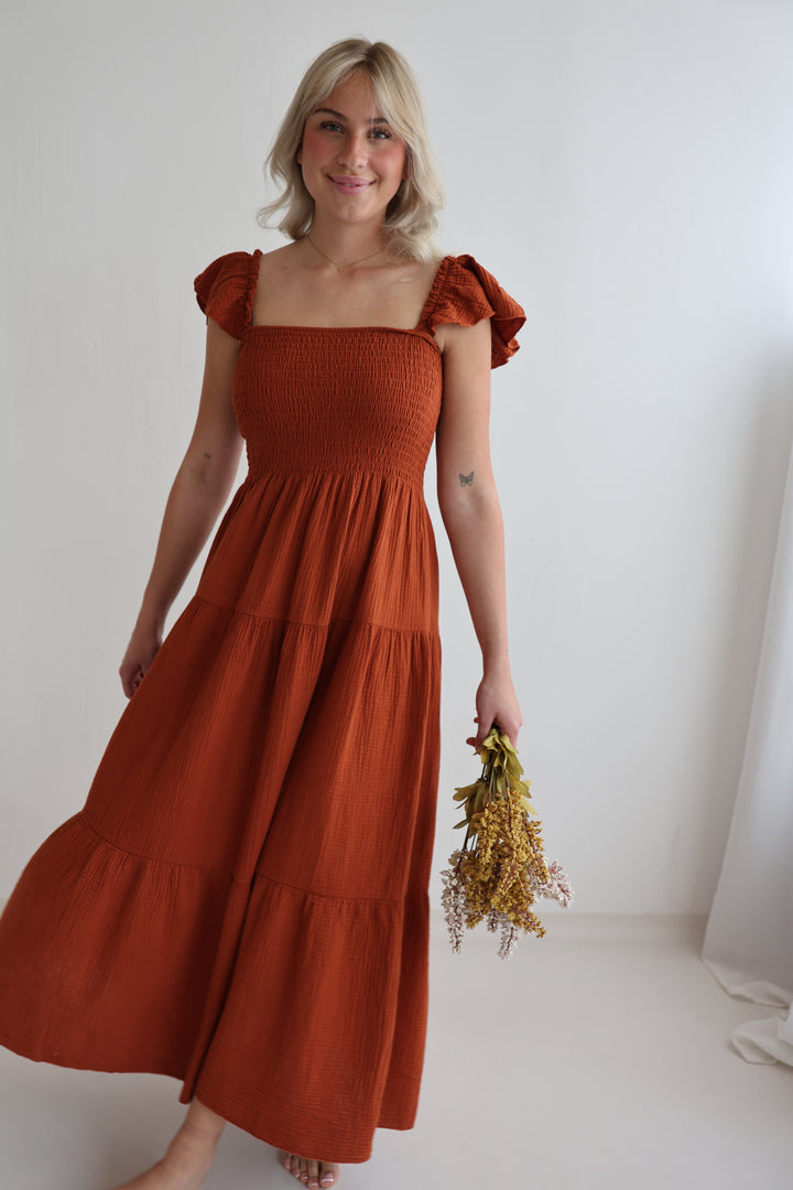 Langes Kleid mit Raffung Livia