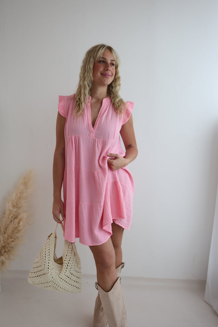 Kurzes Musselinkleid Hannah (einfarbig)