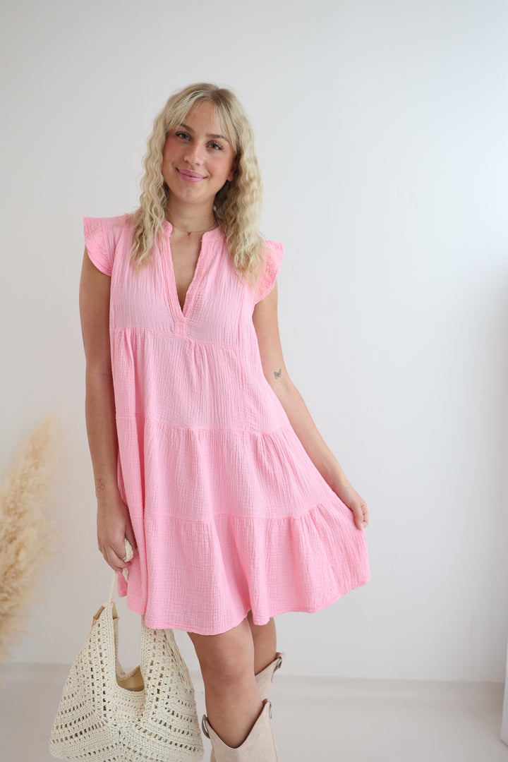 Kurzes Musselinkleid Hannah (einfarbig)