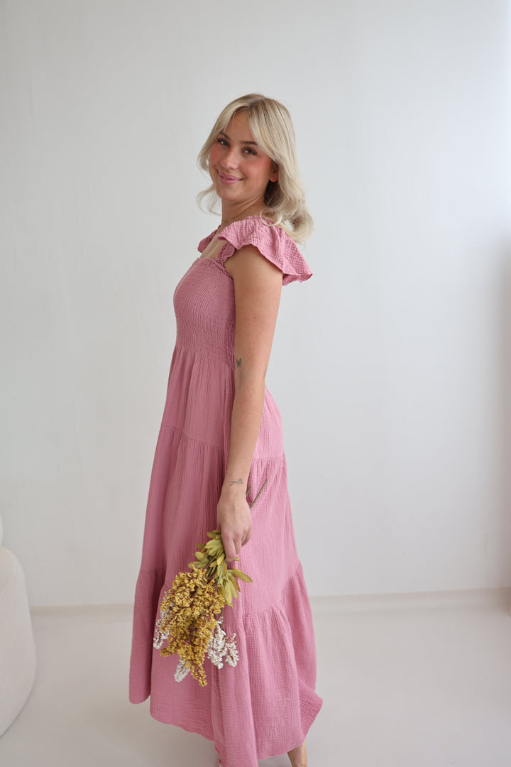 Langes Kleid mit Raffung Livia