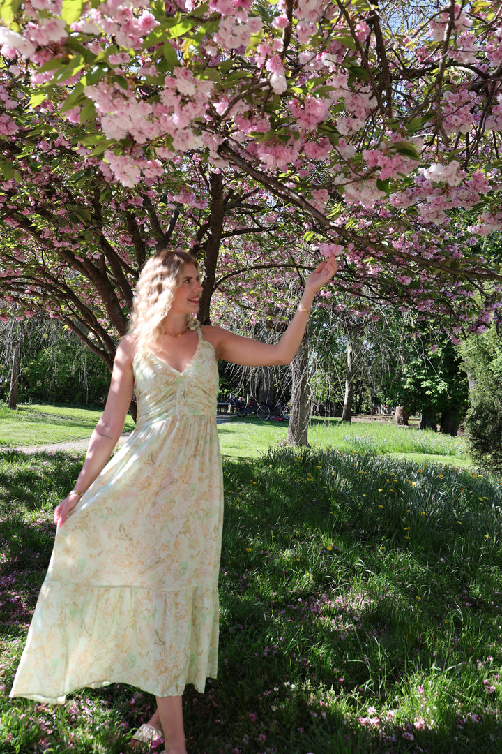 Langes Viskosekleid mit Floralprint Florenz