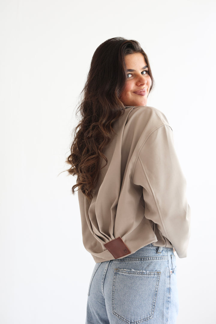 Minimal Cropped Bomber Jacket