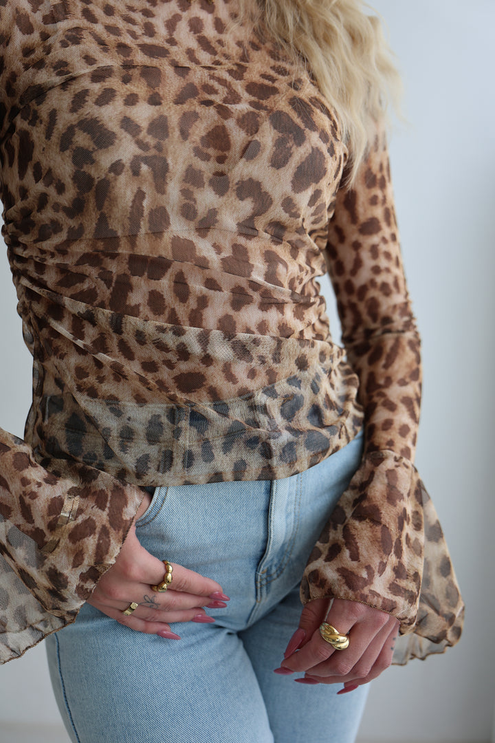 Transparentes Shirt mit Leoprint Chiara