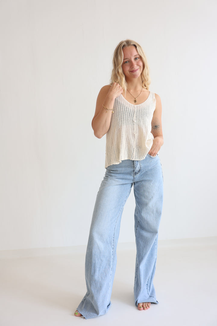 Ribbed Sleeveless V-Neck Top