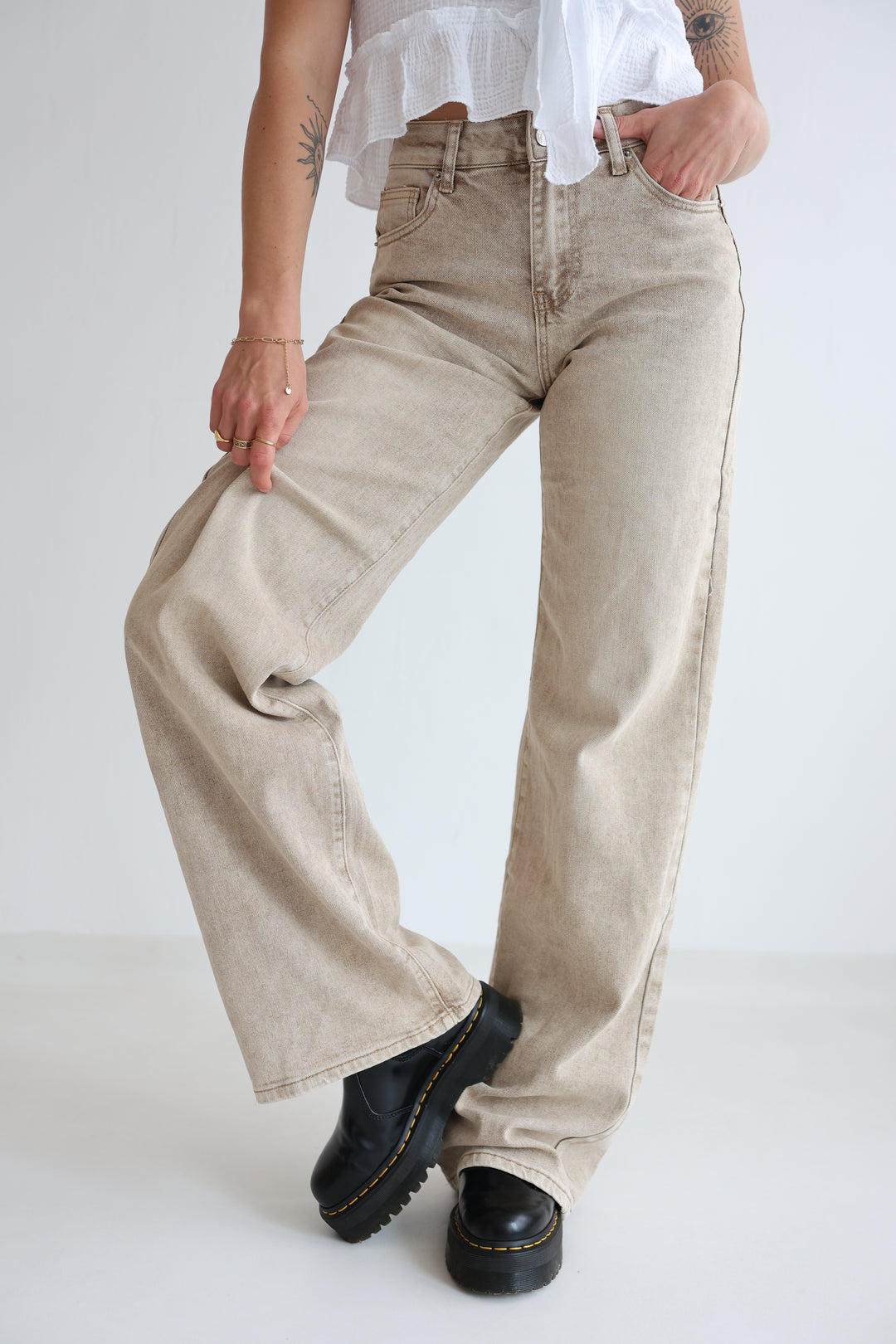Extra Long Straight Fit Jeans Cappuccino