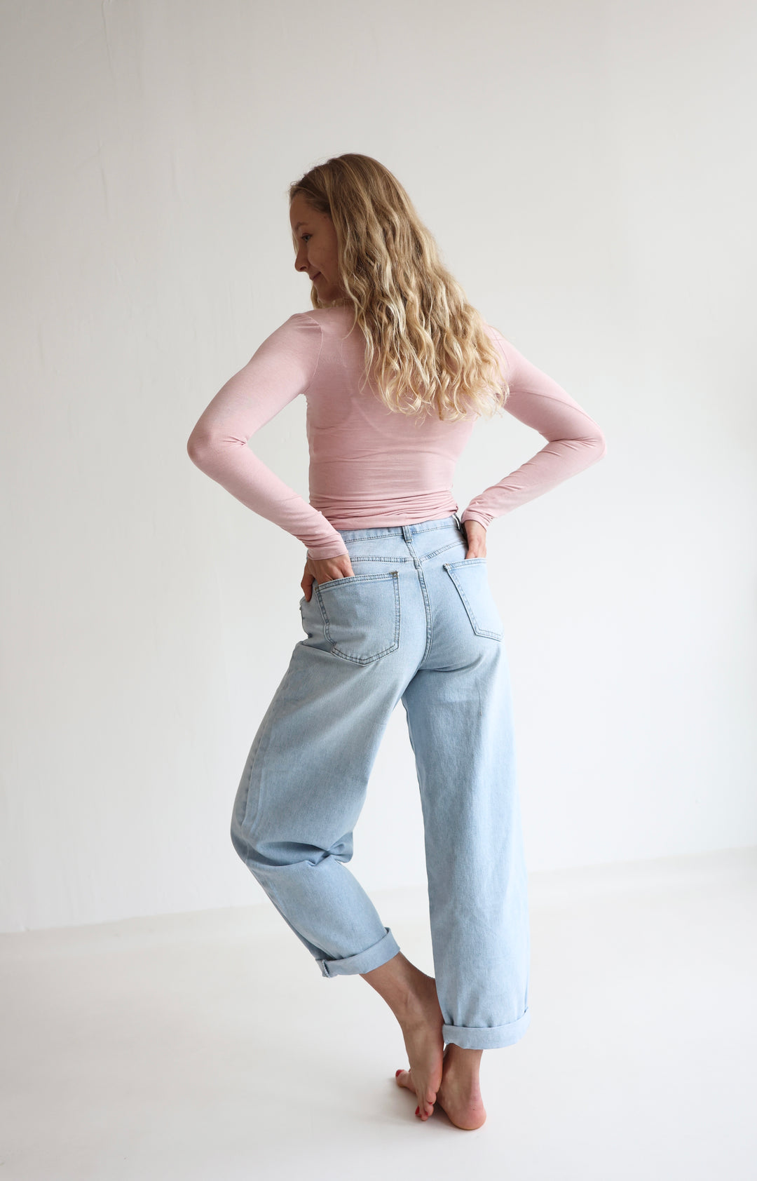 Barrel Fit Denim Blue Jeans