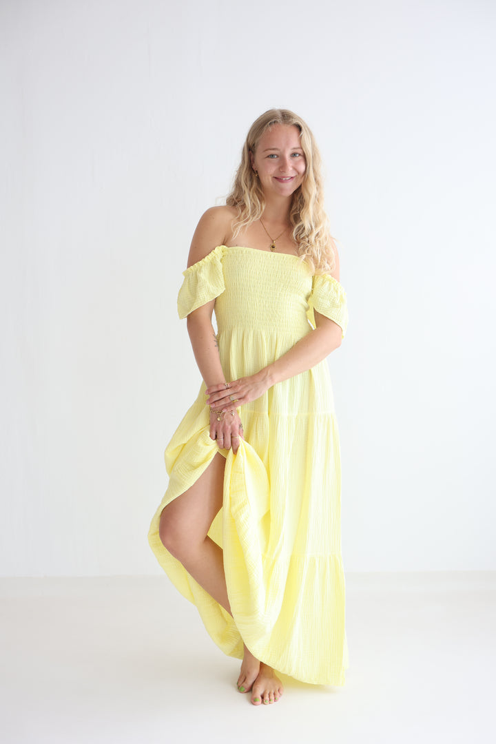 Langes Kleid mit Raffung Livia