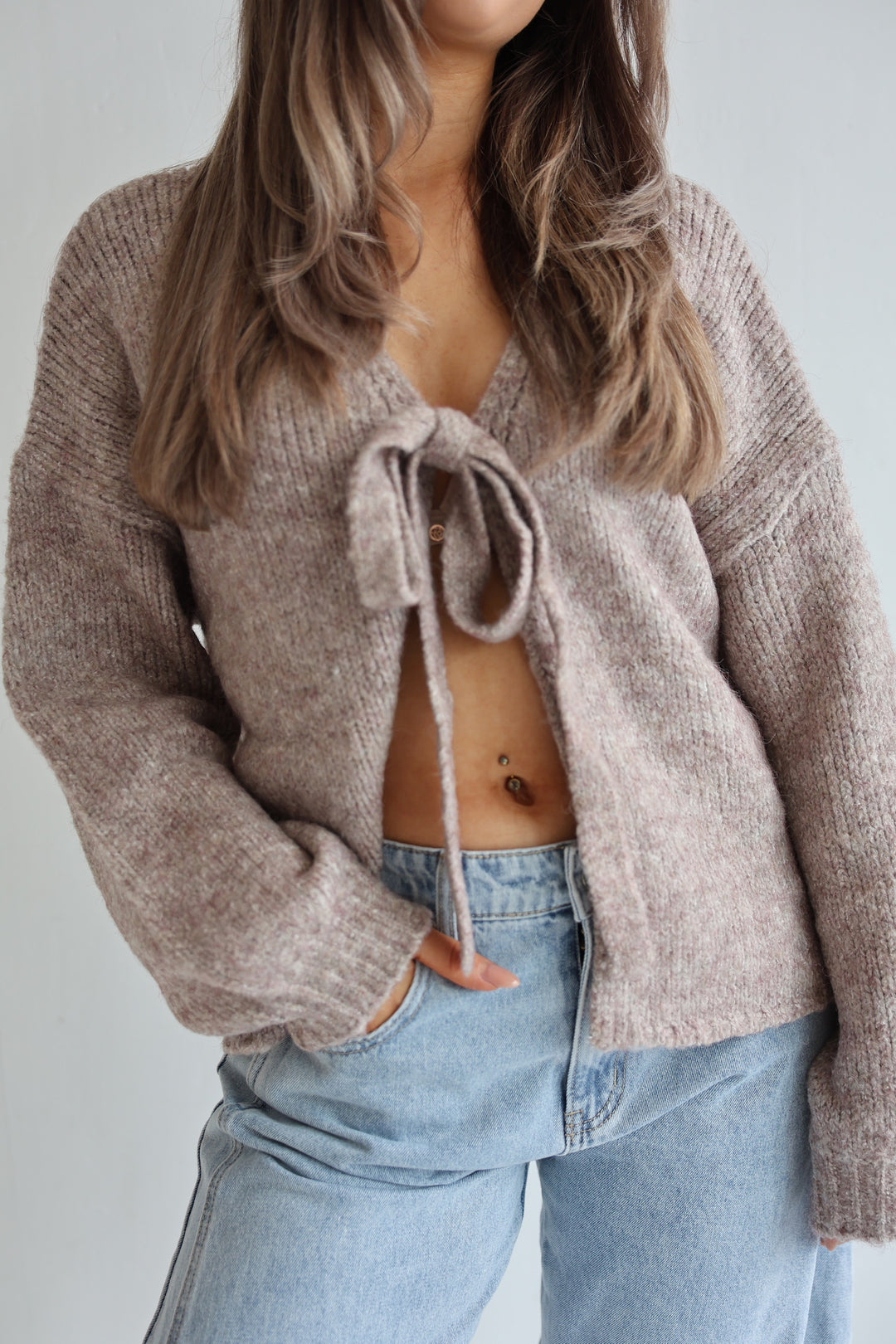 Knit Bow Cardigan Lanea