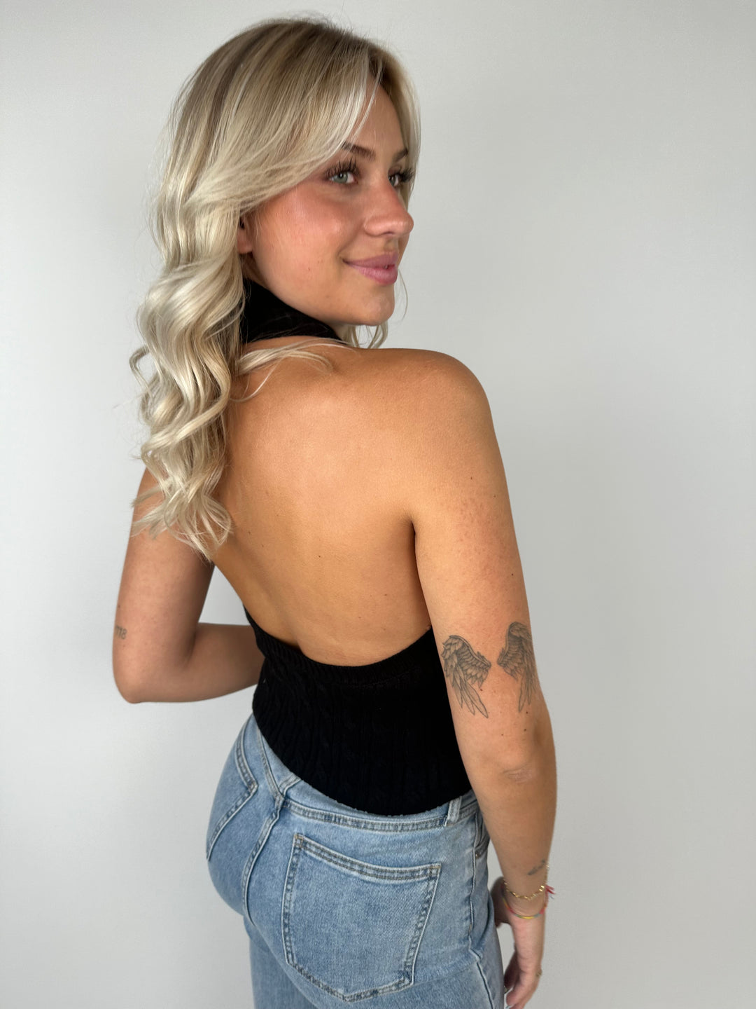 Neckholdertop in Strickoptik