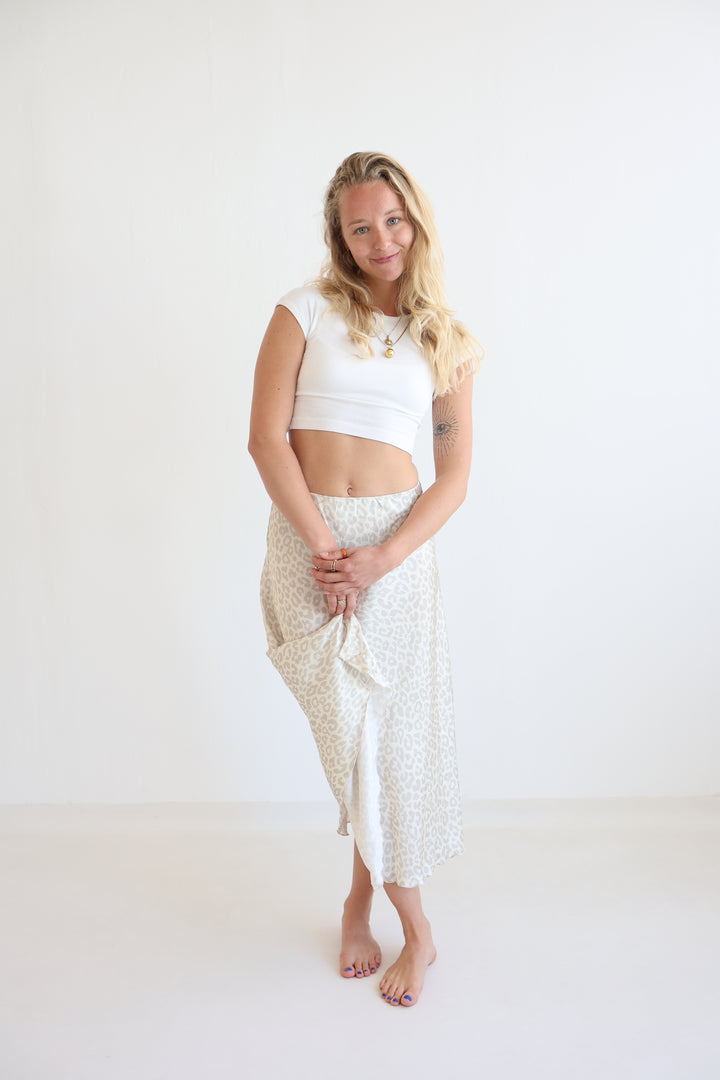 Leopard Satin Skirt
