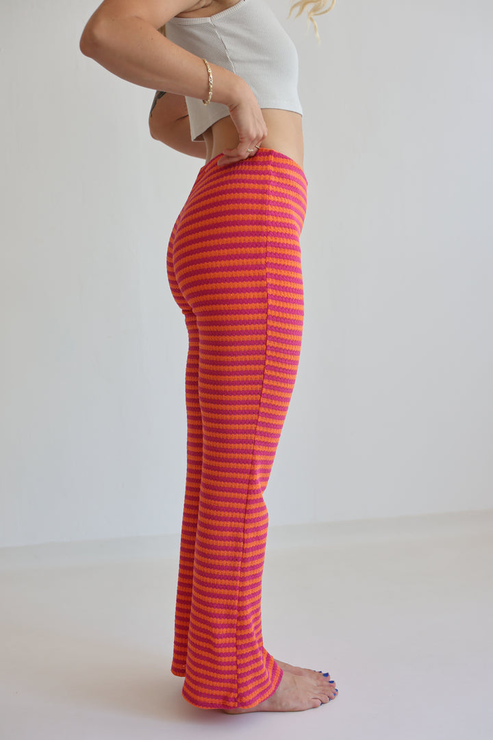 Striped Knit Flared Pants