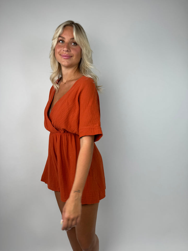 Musselin-Jumpsuit mit V-Ausschnitt Mara
