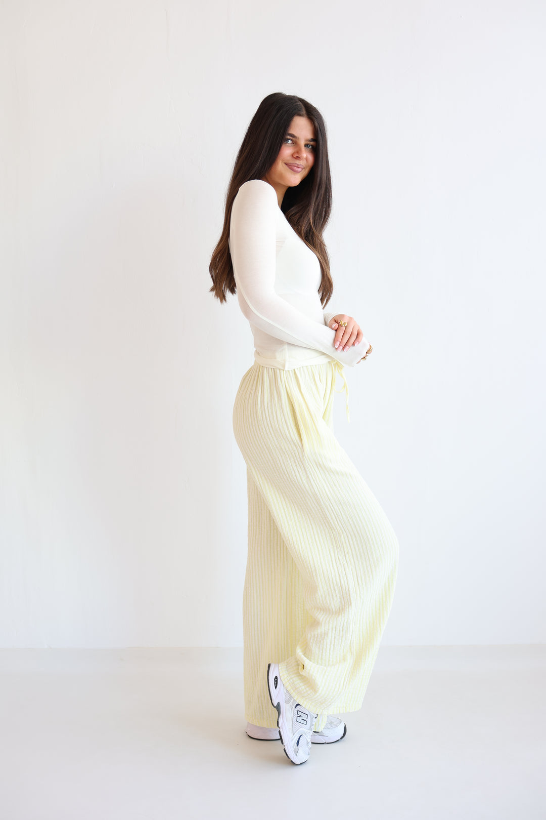 Lange Musselinhose mit Streifen Little Lines