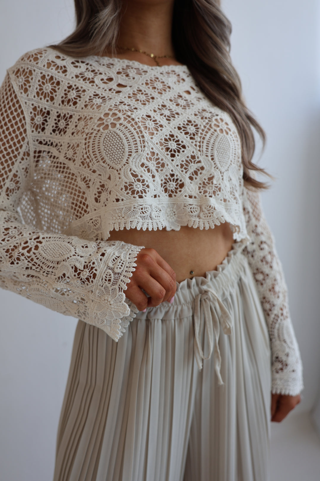 Cropped Häkelpullover Santorini
