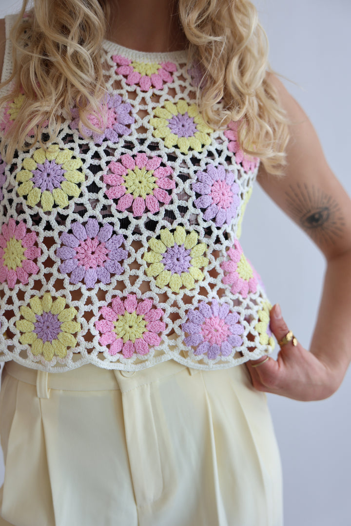 Boho Crochet Flower Top