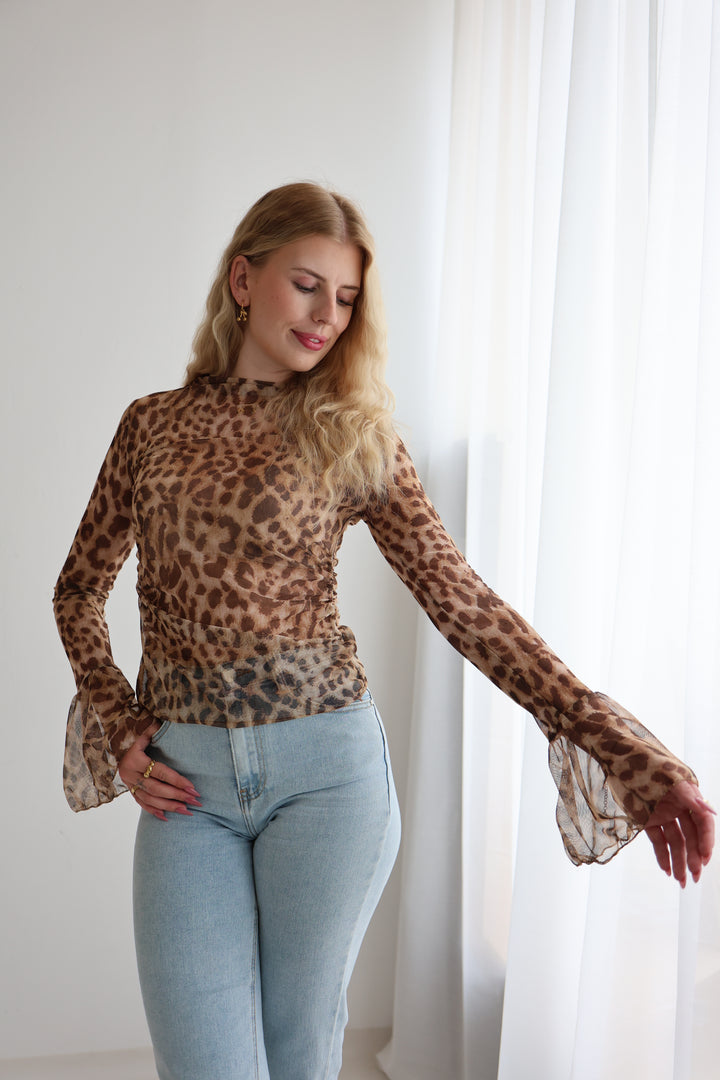 Transparentes Shirt mit Leoprint Chiara