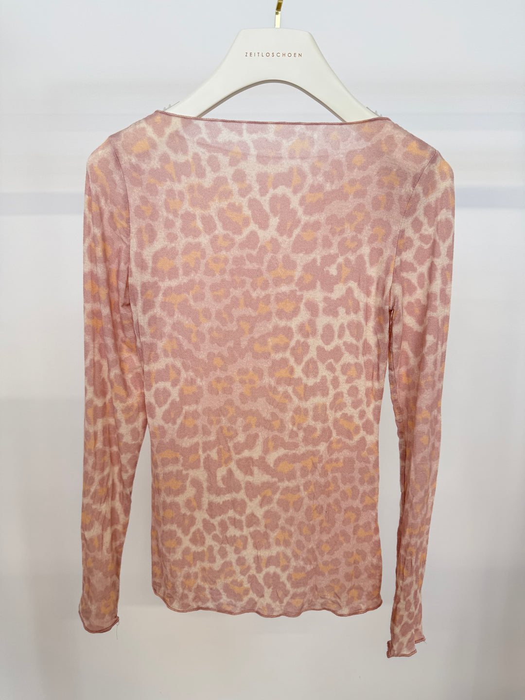 CASHMERE LONGSLEEVE MIT LEOPRINT ROSA (B-WARE)