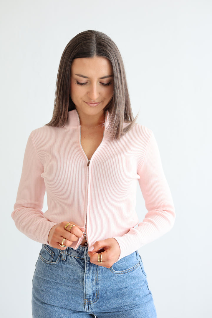 Ripped Zip-Up Cardigan