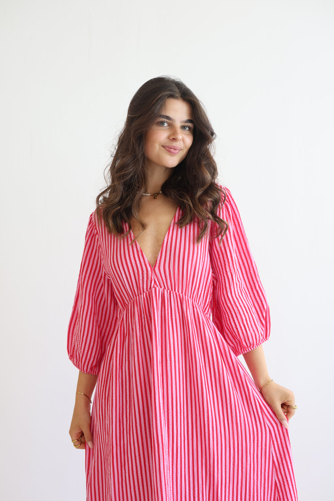 3/4 Arm Musselinkleid Summer Striped
