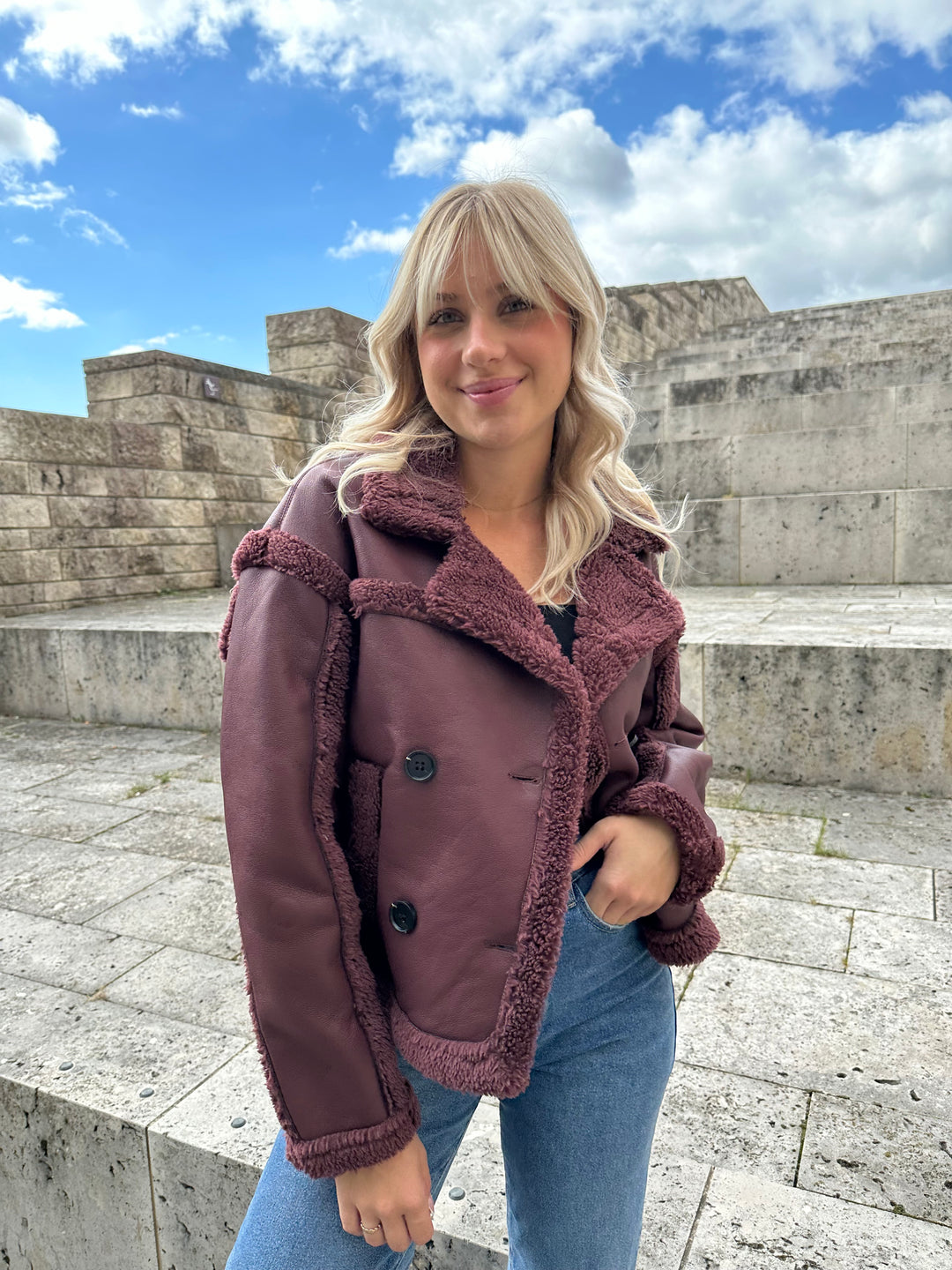 Pilotenjacke aus Lammfellimitat (vegan) Camilla