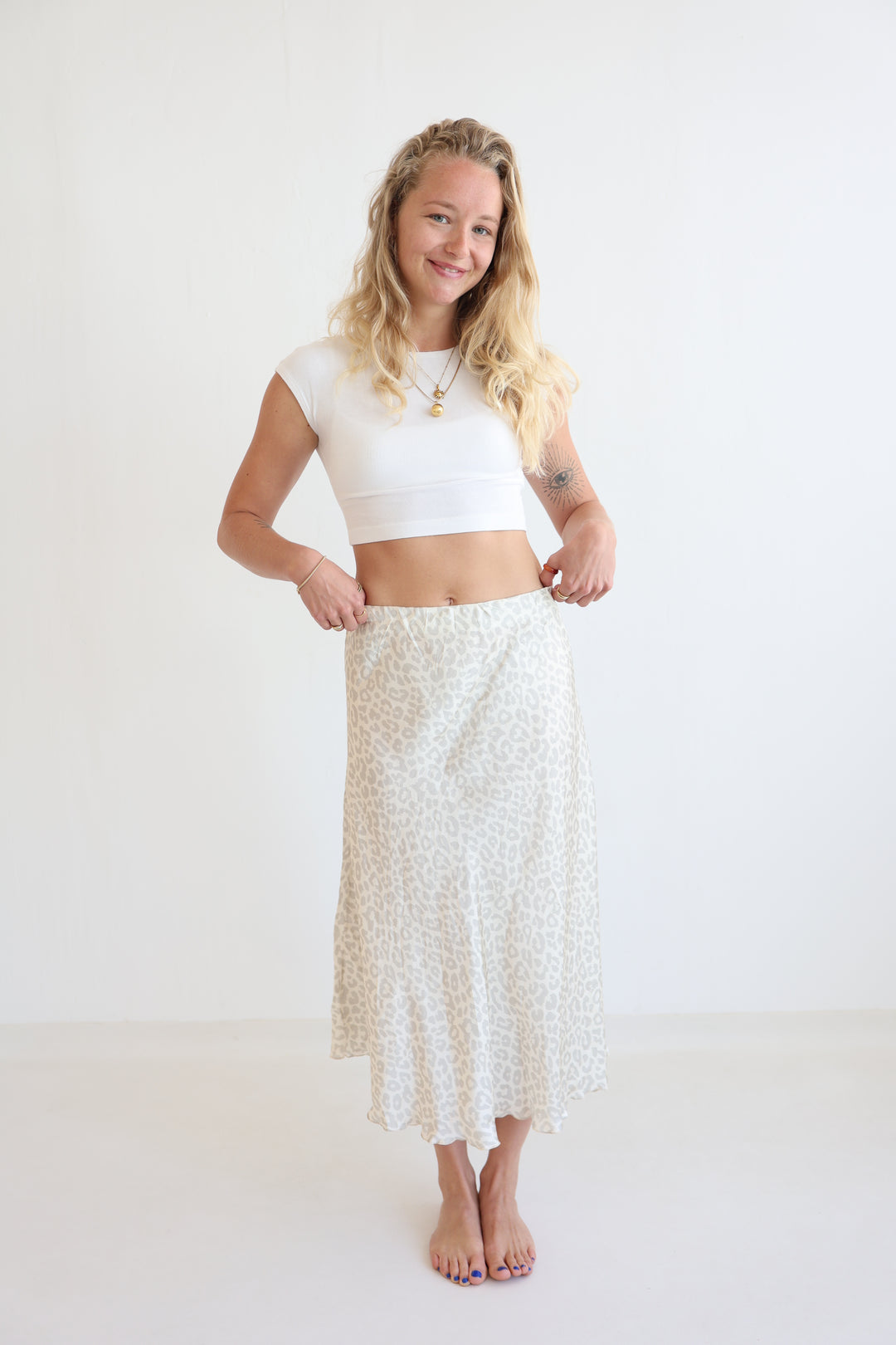 Leopard Satin Skirt
