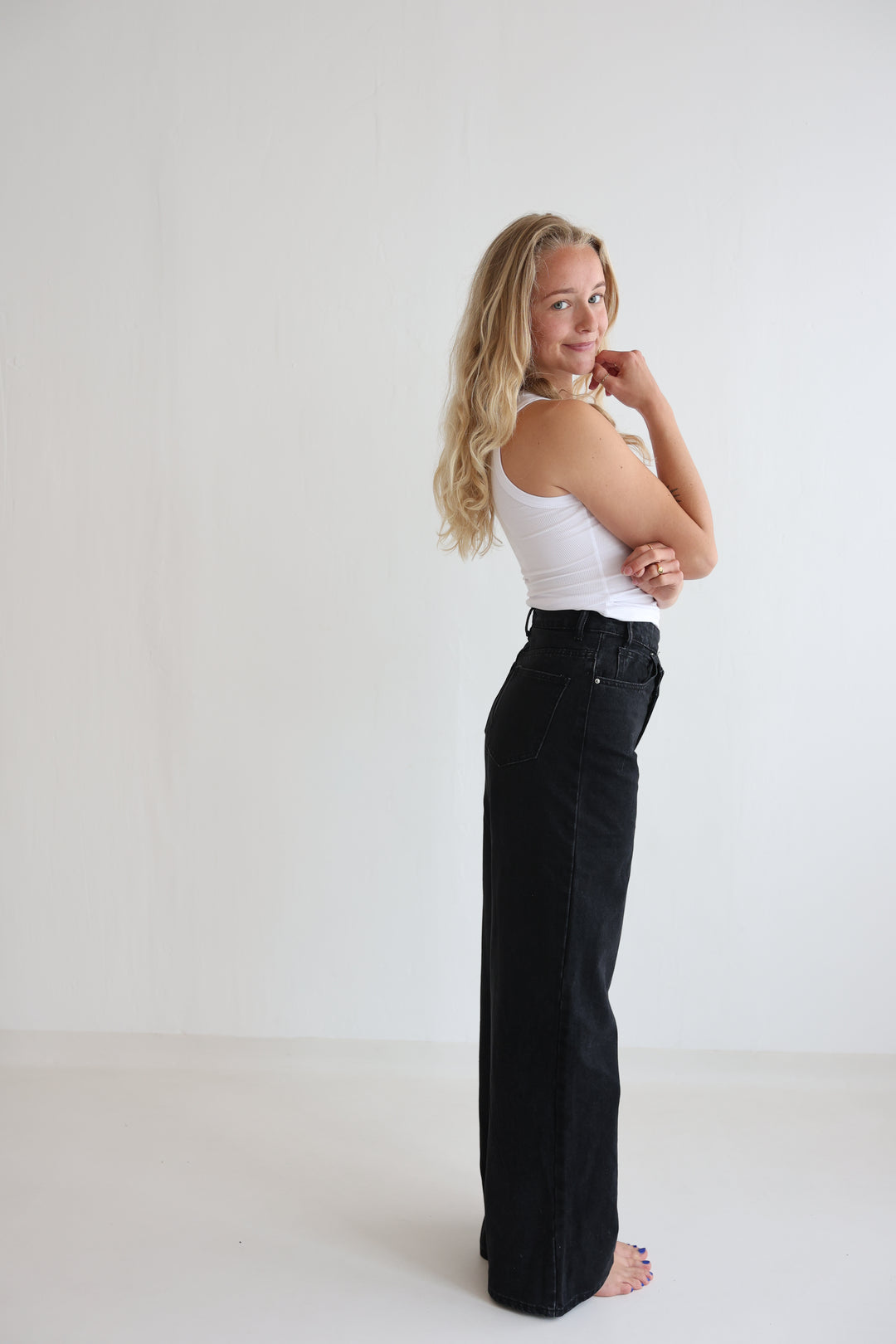 Cross Front Wide Leg Jeans
