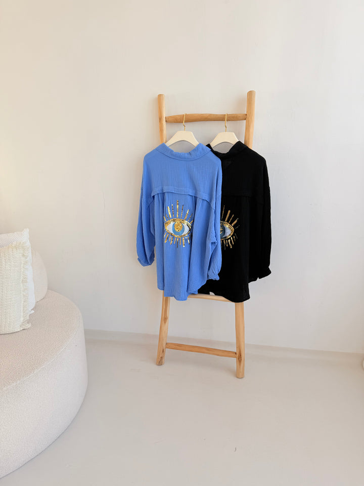 Oversize Blusenhemd aus Musselin Golden Eye