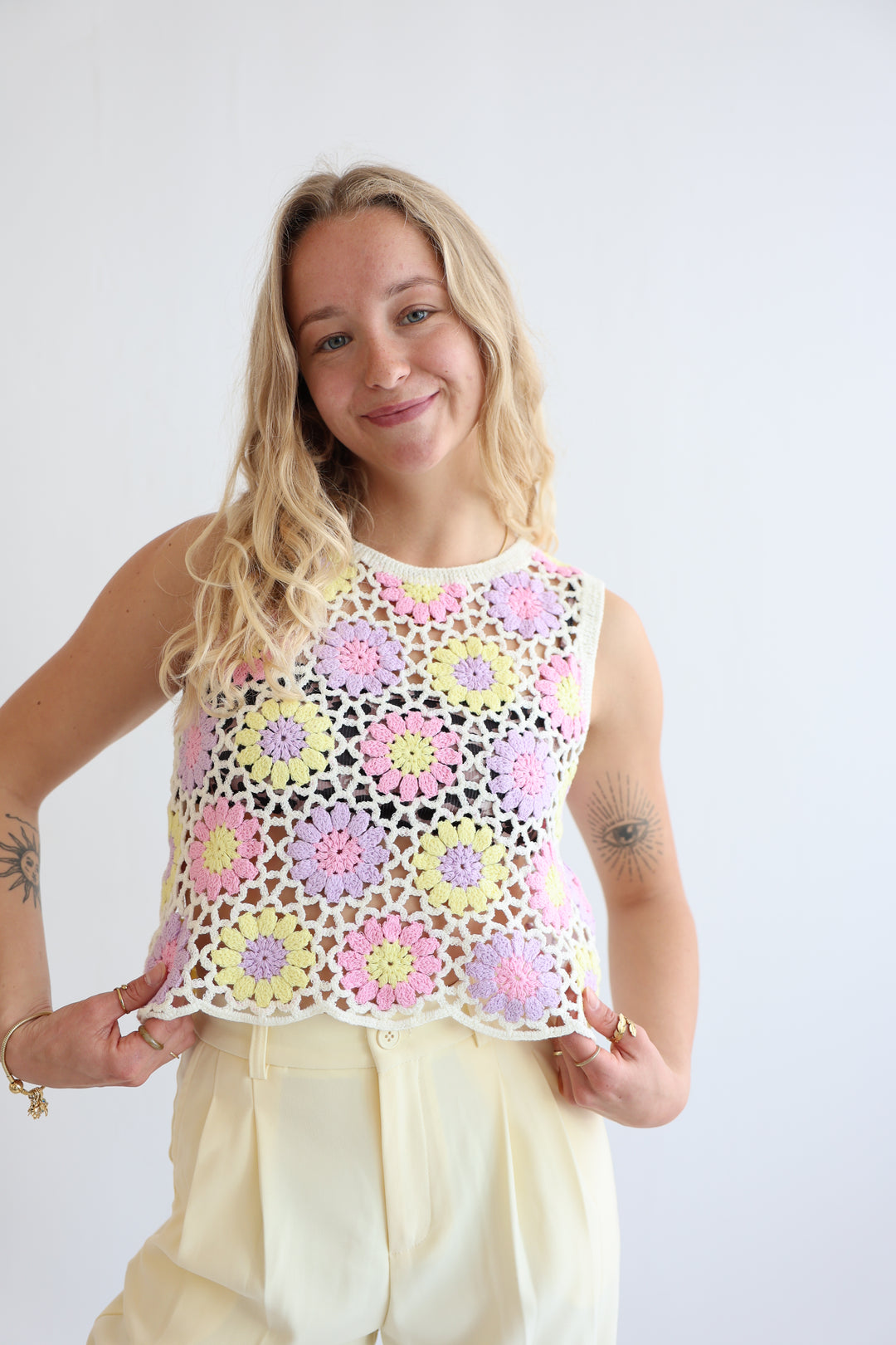 Boho Crochet Flower Top