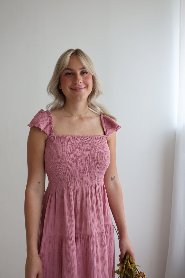 Langes Kleid mit Raffung Livia