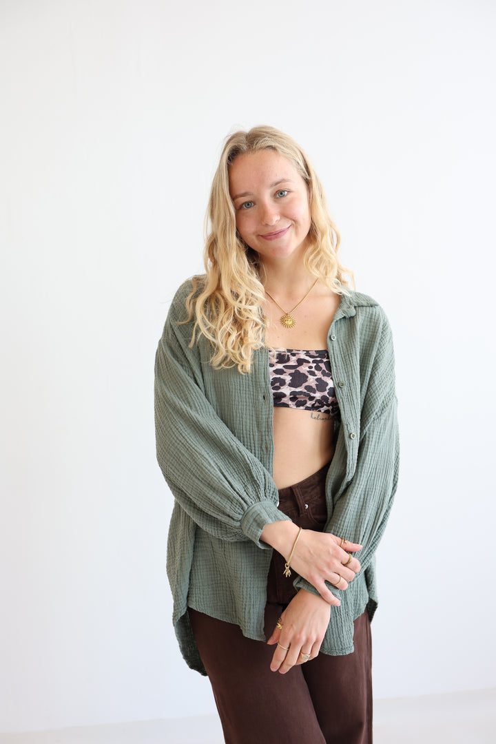 Oversize Blusenhemd aus Musselin Golden Eye