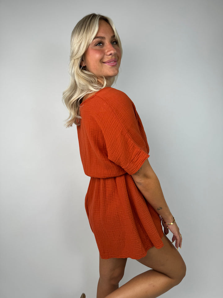 Musselin-Jumpsuit mit V-Ausschnitt Mara
