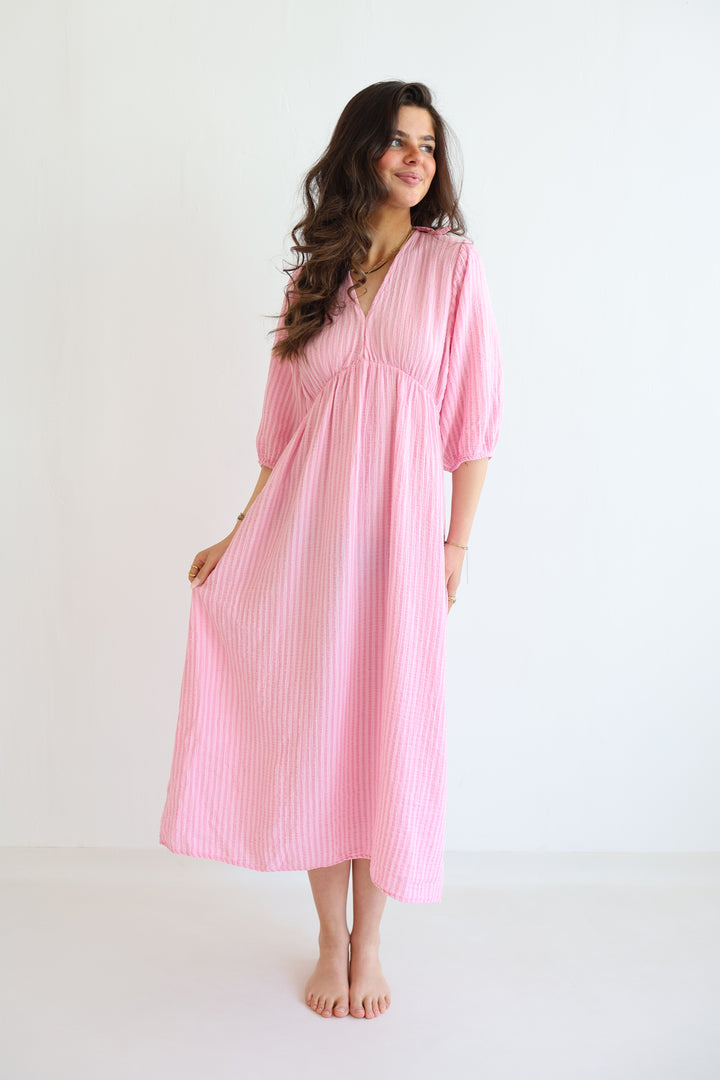 3/4 Arm Musselinkleid Summer Striped