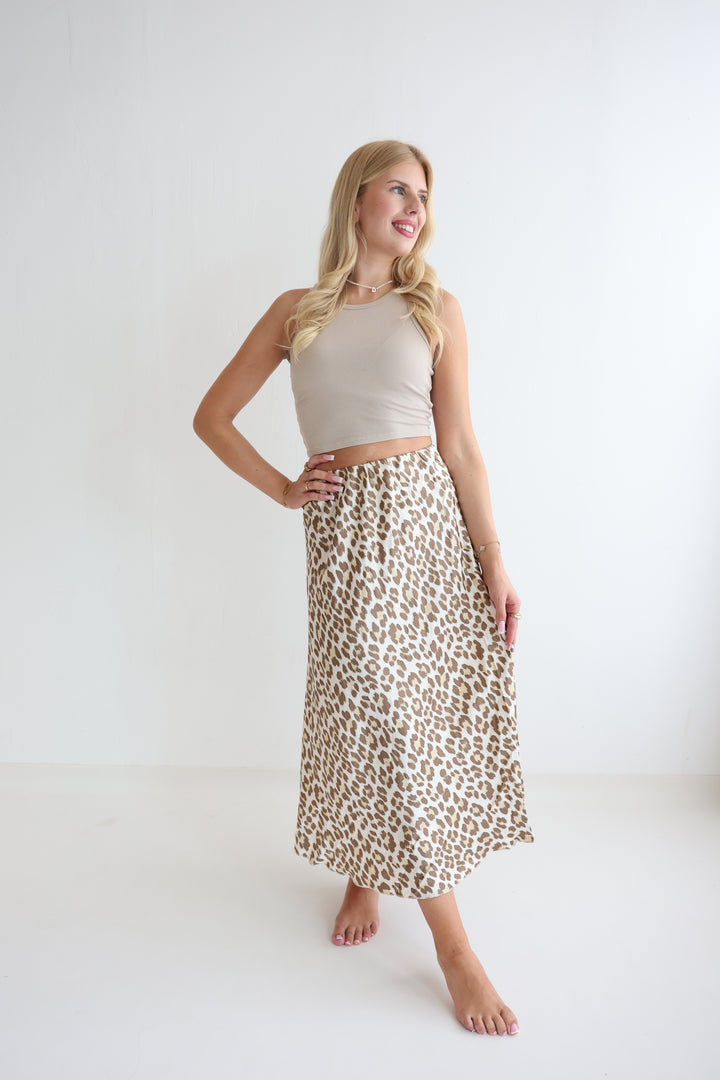 Langer Rock mit Leoprint Lion