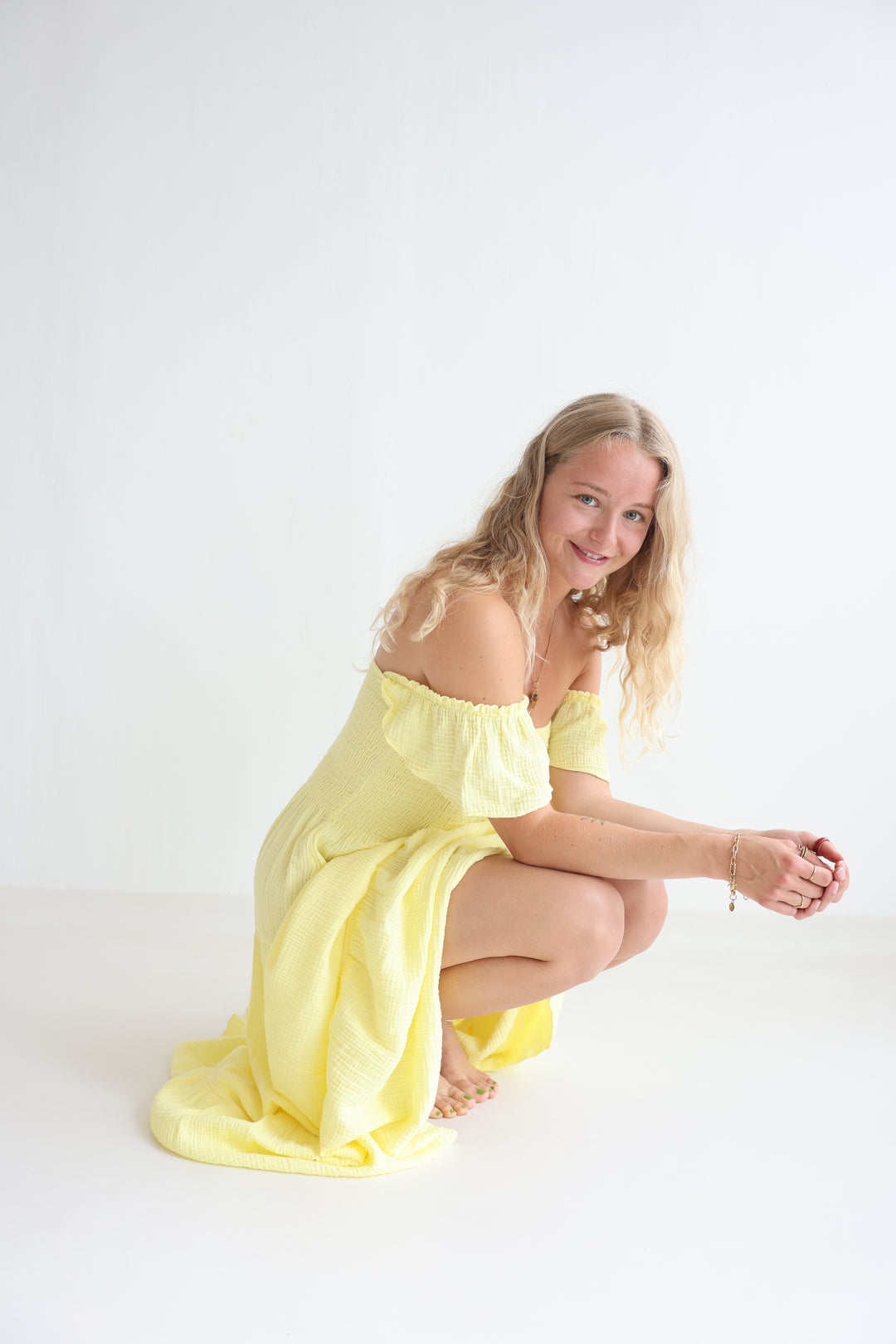 Langes Kleid mit Raffung Livia