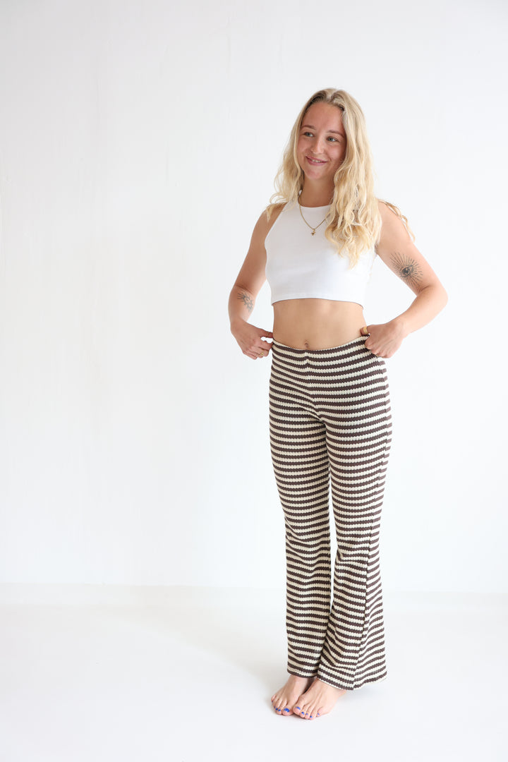Striped Knit Flared Pants