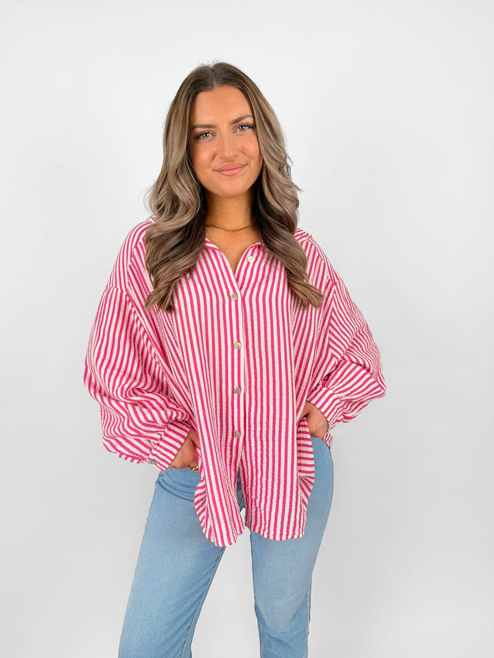 Kurzes Blusenhemd aus Musselin Wide Stripes