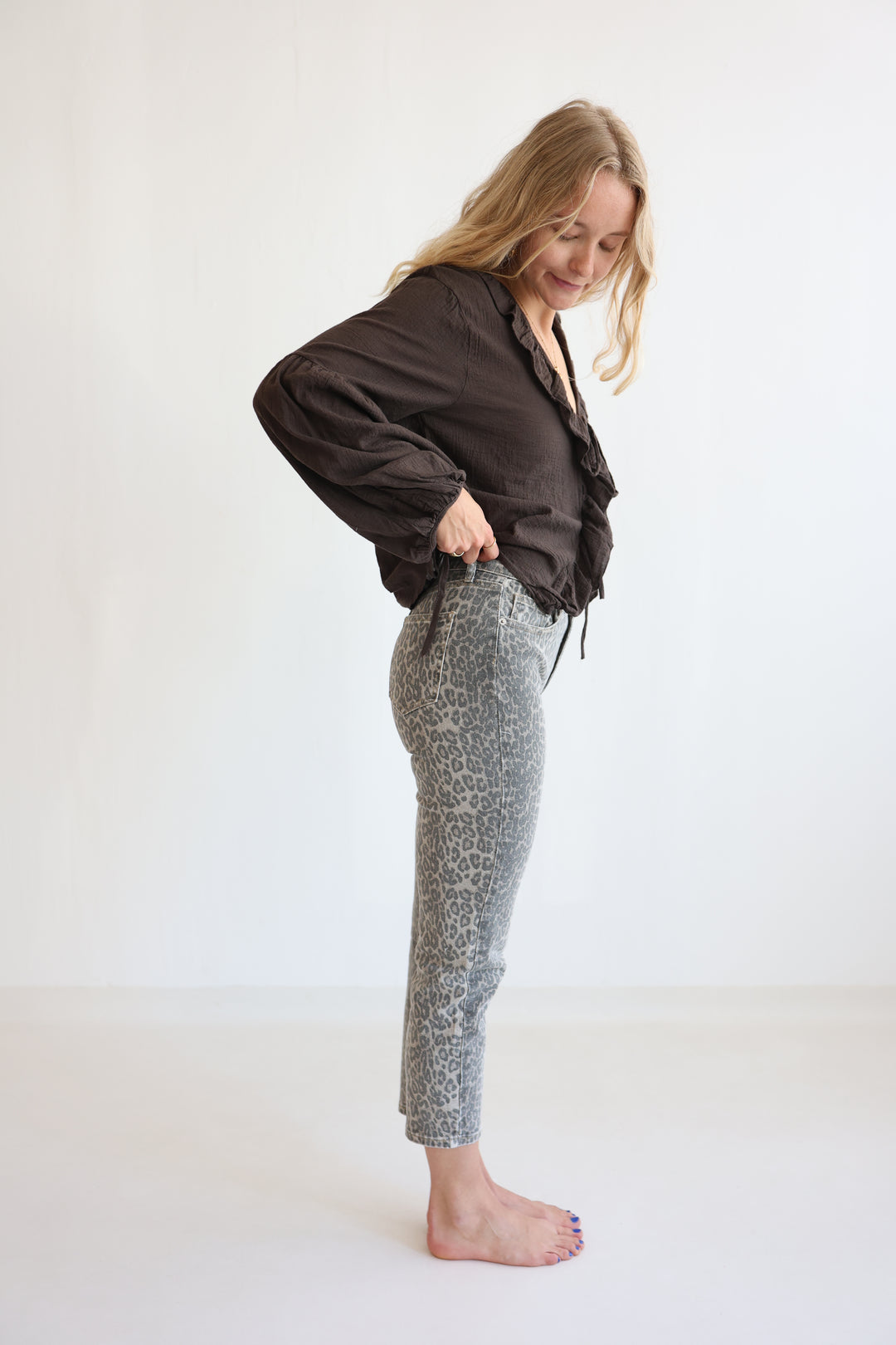 Leopard Denim Mom Jeans