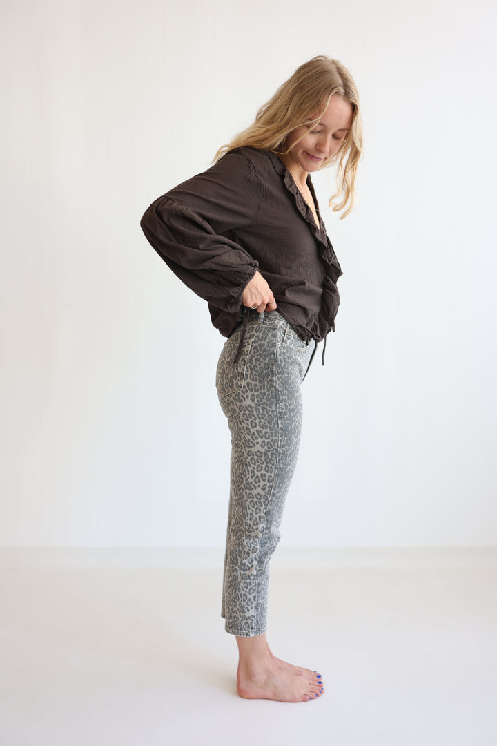 Leopard Denim Mom Jeans