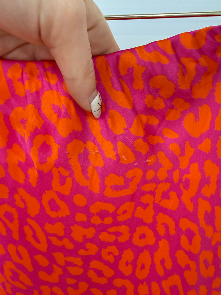 LEOPARD SATIN SKIRT CORAL PINK (B-WARE)
