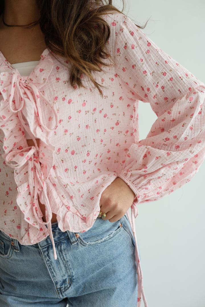 Rosy Ruffle Cardigan