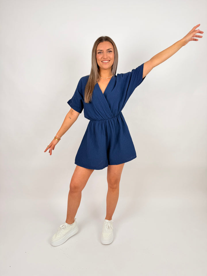 Musselin-Jumpsuit mit V-Ausschnitt Mara