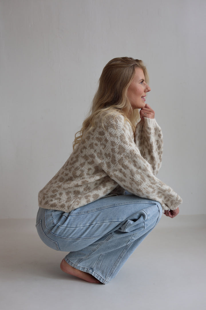 Offener Cardigan mit Leoprint