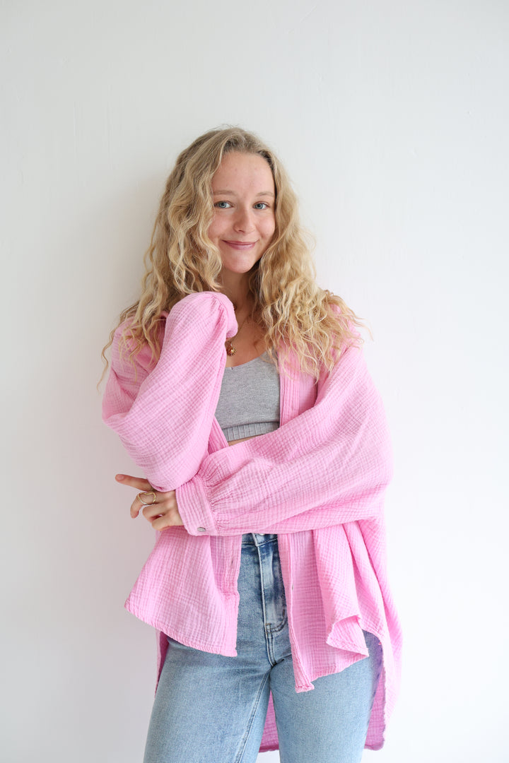 Kurzes Blusenhemd aus Musselin (einfarbig)