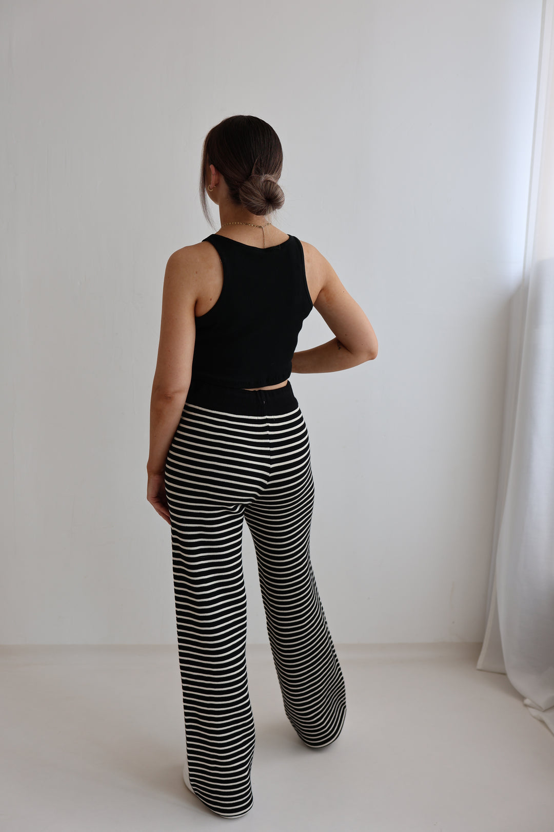 Gestreifte Hose mit Lochstrickmuster Cool Fit