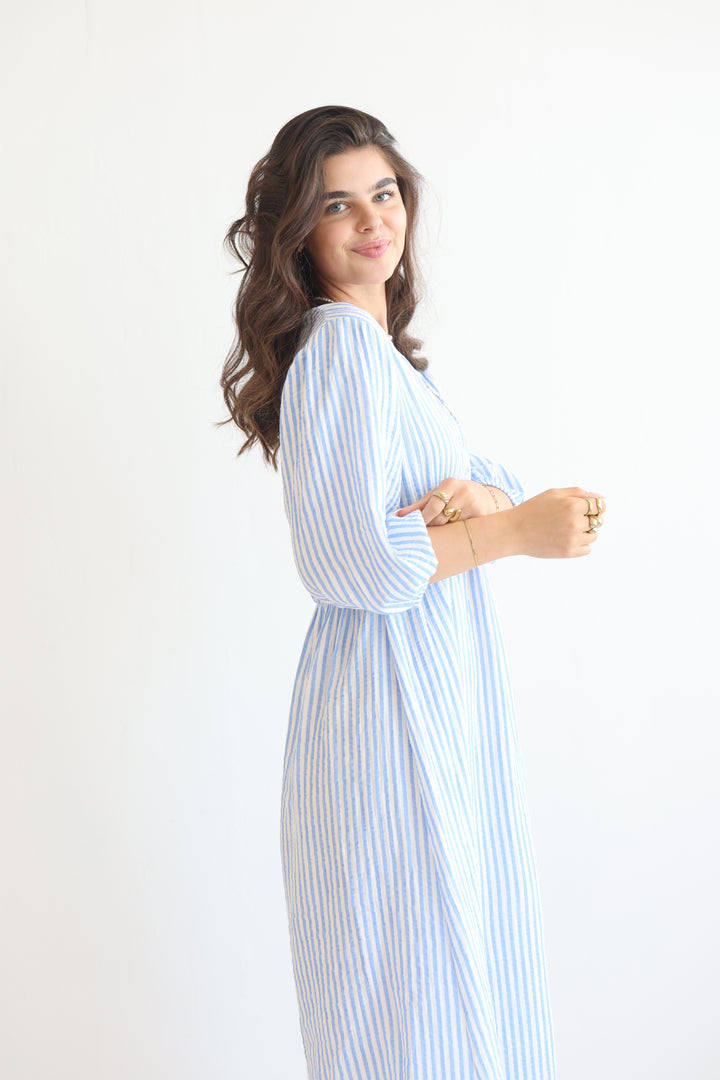 3/4 Arm Musselinkleid Summer Striped