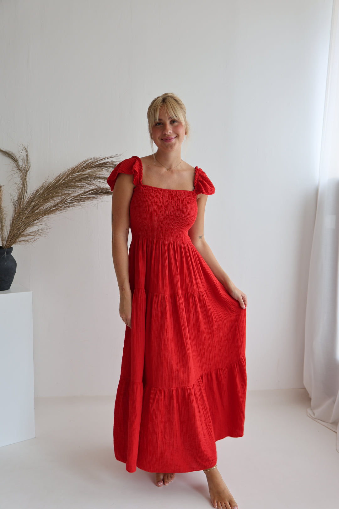 Langes Kleid mit Raffung Livia