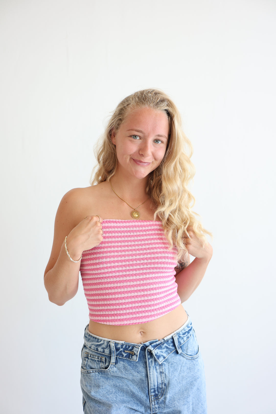 Striped Knit Tube Top