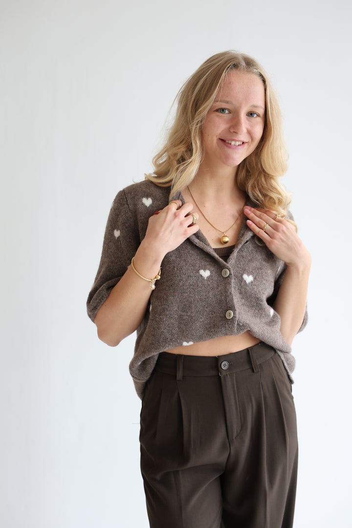 Kurzarm Cardigan Jolina mit Herzprint