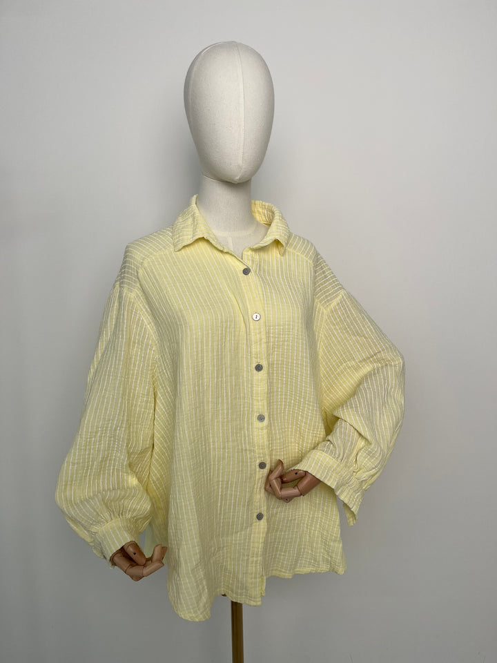 MUSSELINBLUSE CASUAL STRIPES LEMON (B-WARE)