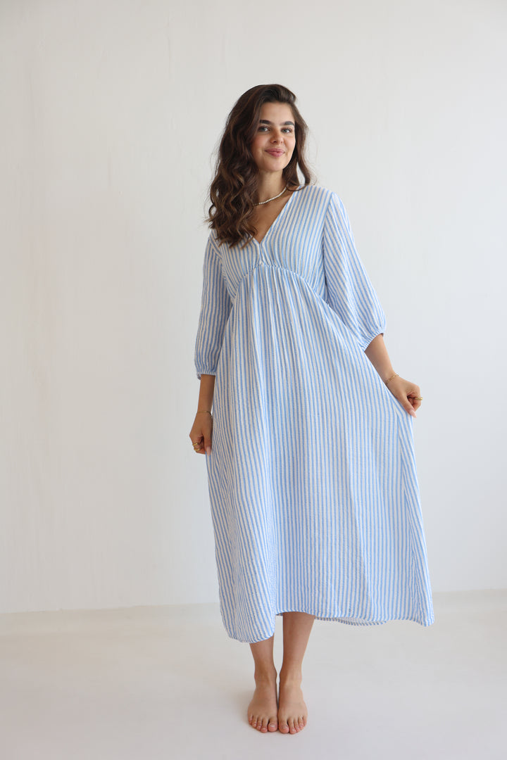 3/4 Arm Musselinkleid Summer Striped